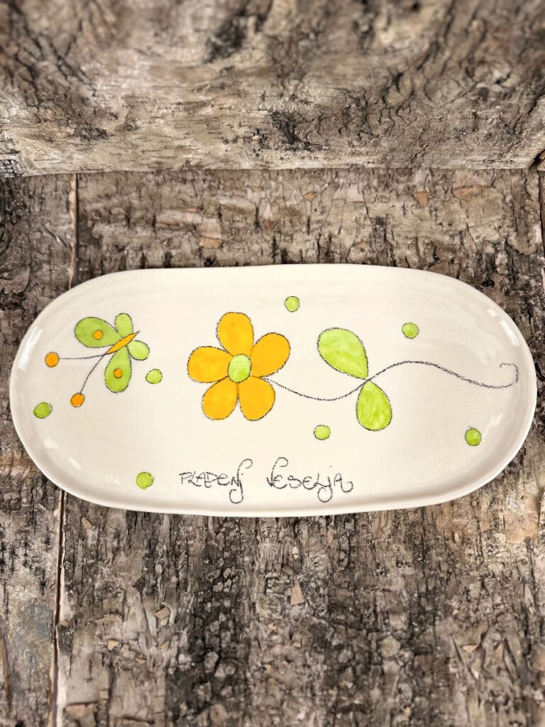 Mini nizek pladenj - Oranžne rožice